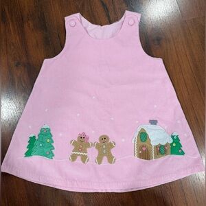 Girls light pink gingerbread man Christmas dress Sz 2T 100% Cotton